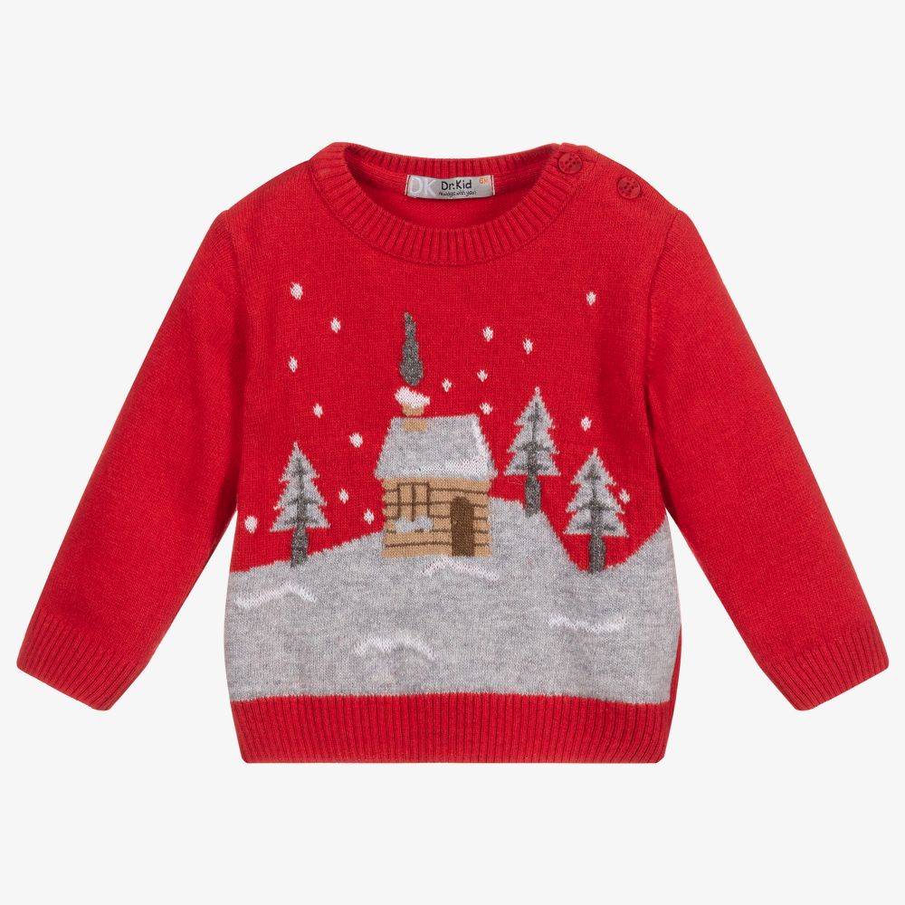 Dr. Kid-Красный вязаный шерстяной свитер | Childrensalon Outlet