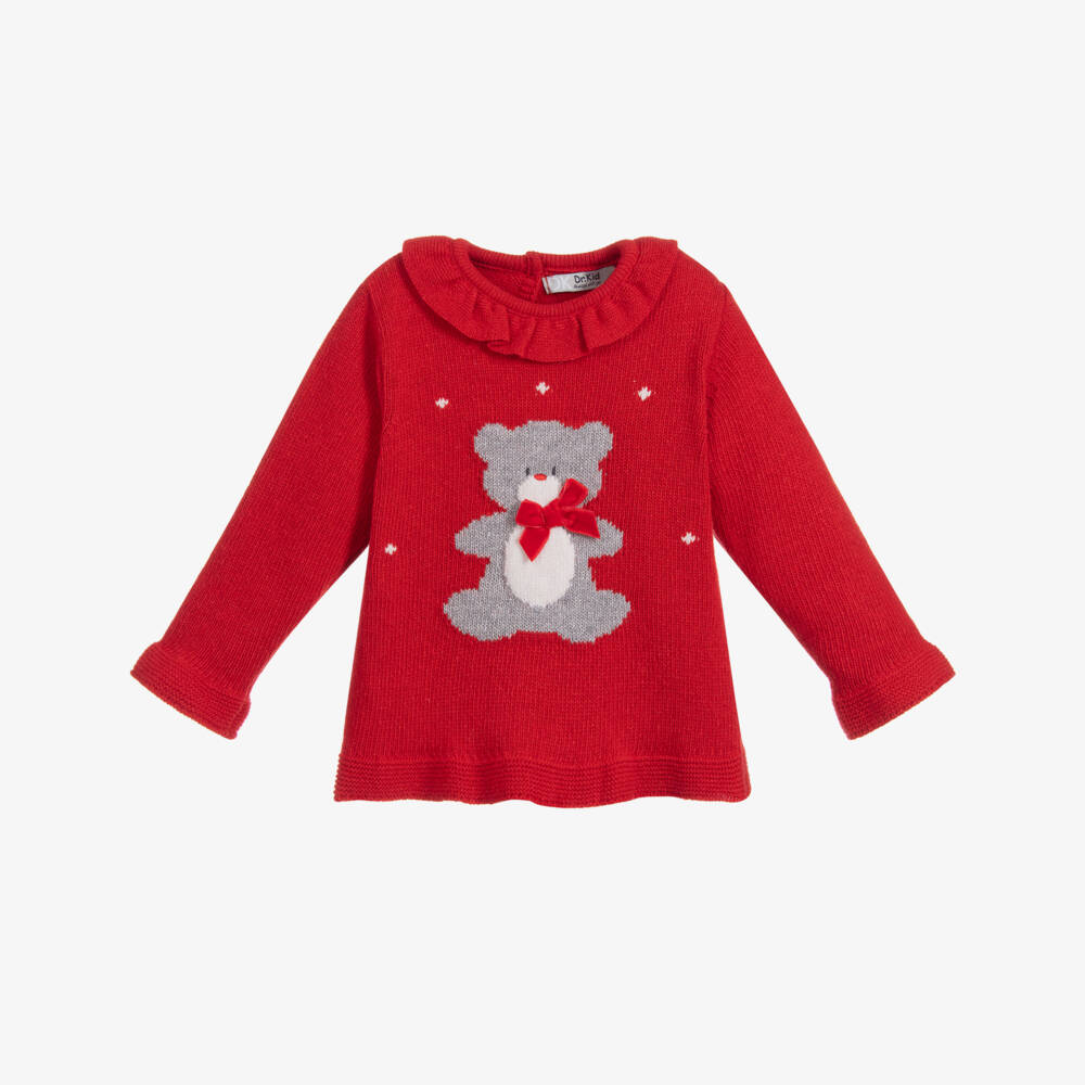 Dr. Kid-Red Teddy Knitted Sweater | Childrensalon Outlet