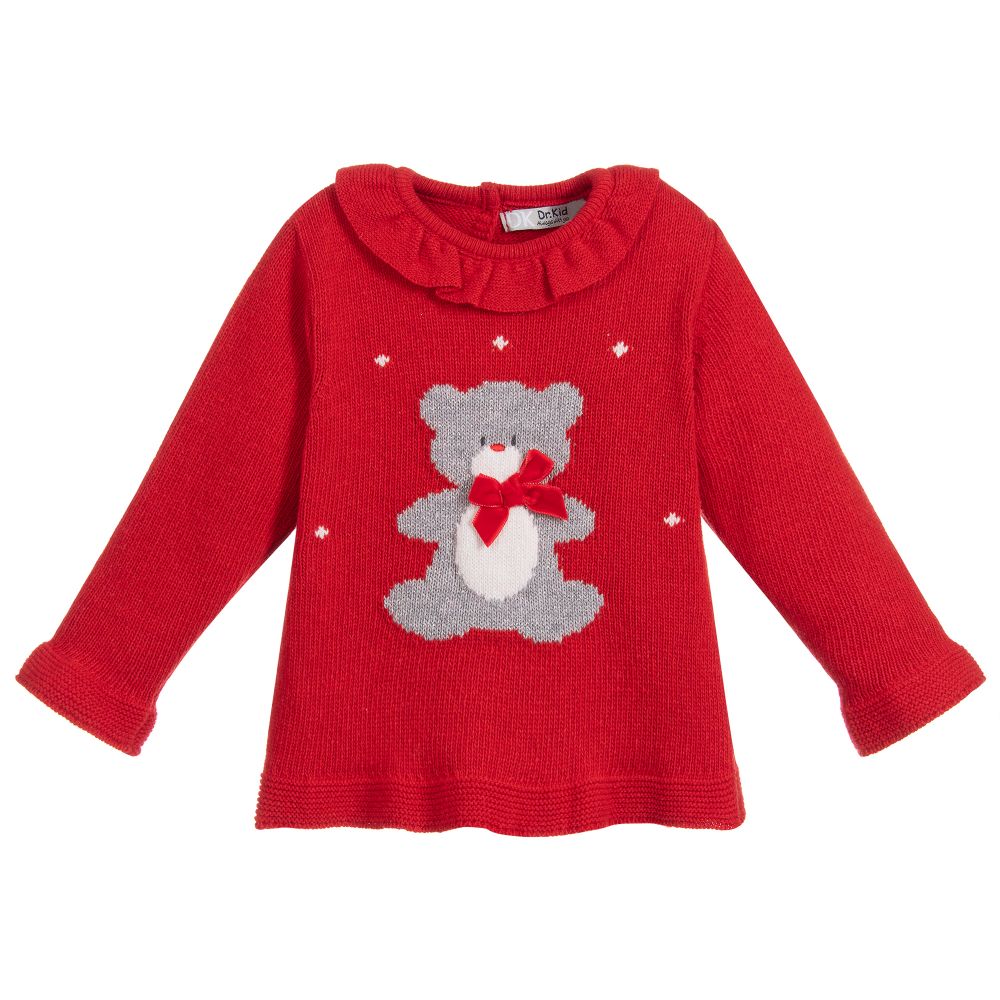 Dr. Kid - Red Teddy Knitted Sweater | Childrensalon