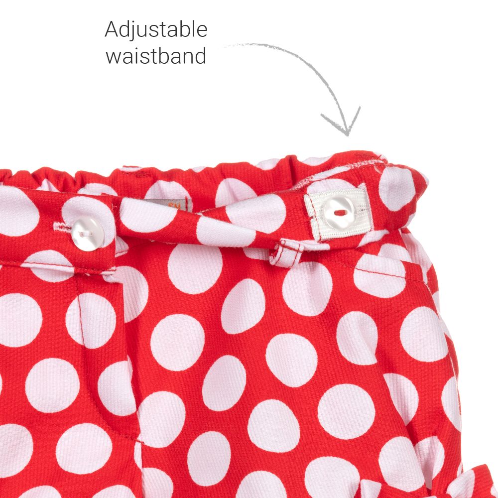 Red shorts with shop white polka dots