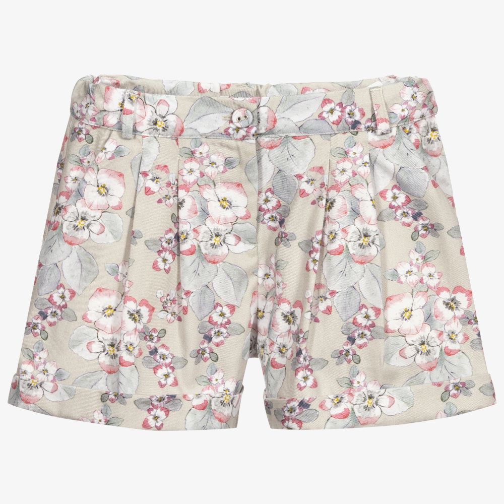 Dr. Kid - Salbeigrüne Shorts mit Blumen-Print | Childrensalon