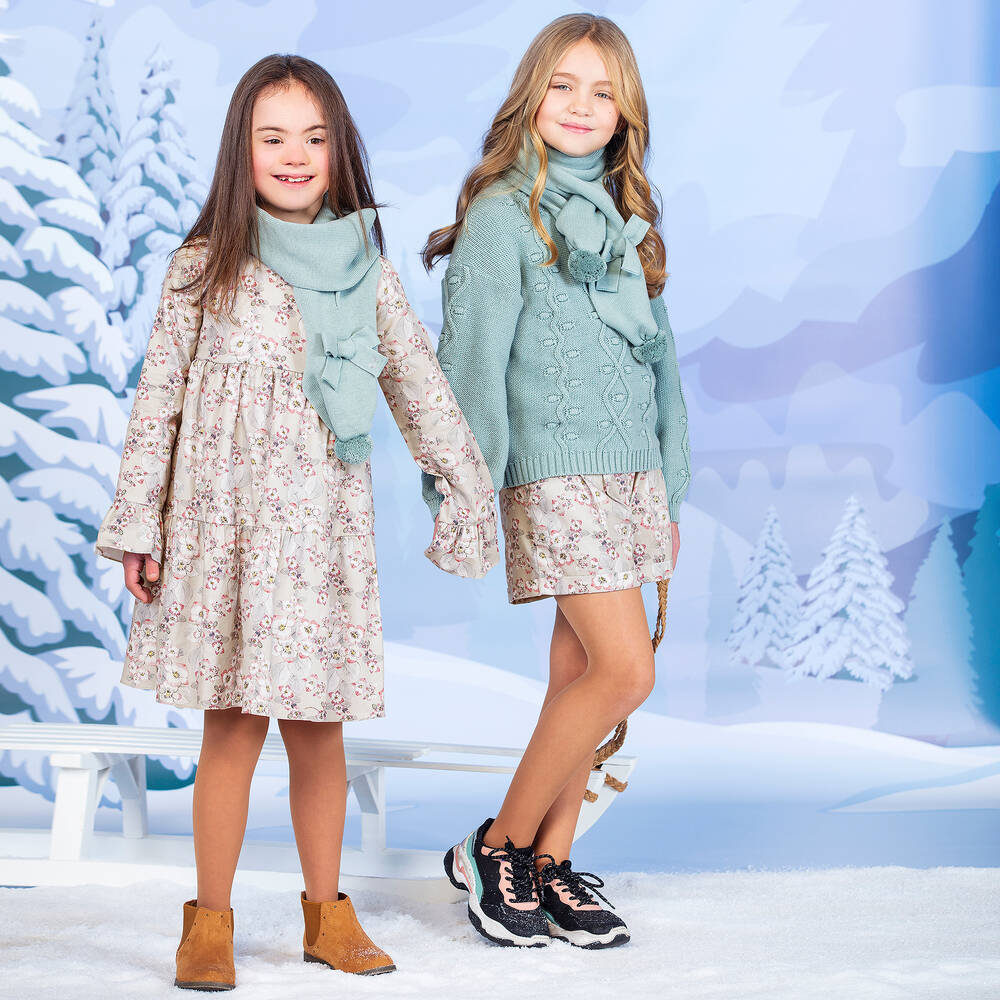 Dr. Kid-شورت قطن تويل لون أخضر بطبعة ورود للبنات | Childrensalon Outlet