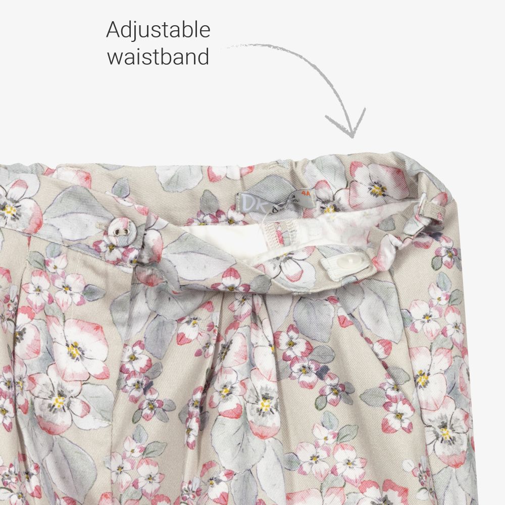 Dr. Kid-شورت قطن تويل لون أخضر بطبعة ورود للبنات | Childrensalon Outlet