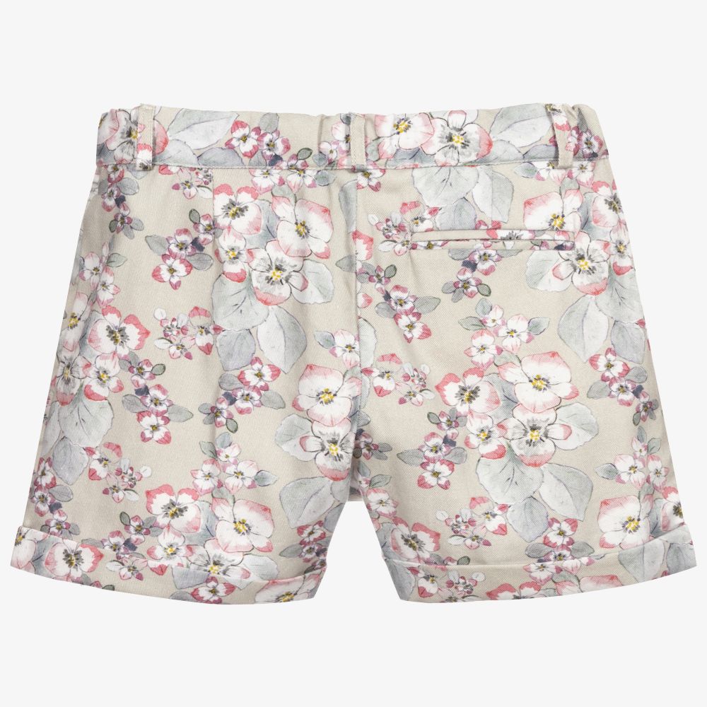 Dr. Kid-شورت قطن تويل لون أخضر بطبعة ورود للبنات | Childrensalon Outlet