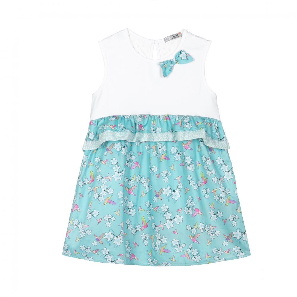 Dr. Kid - White & Blue Cotton Dress | Childrensalon