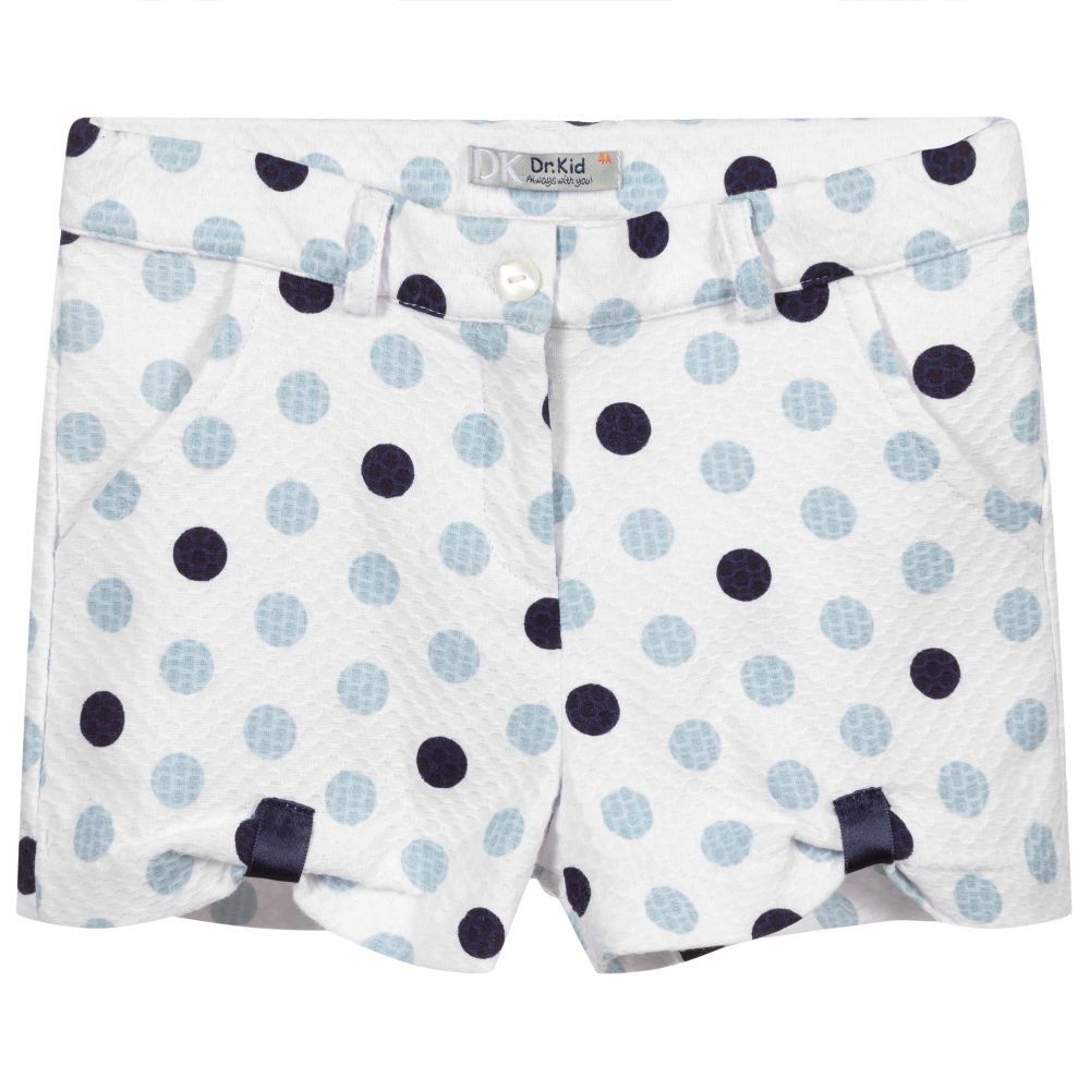 Dr. Kid - White & Blue Cotton Shorts | Childrensalon