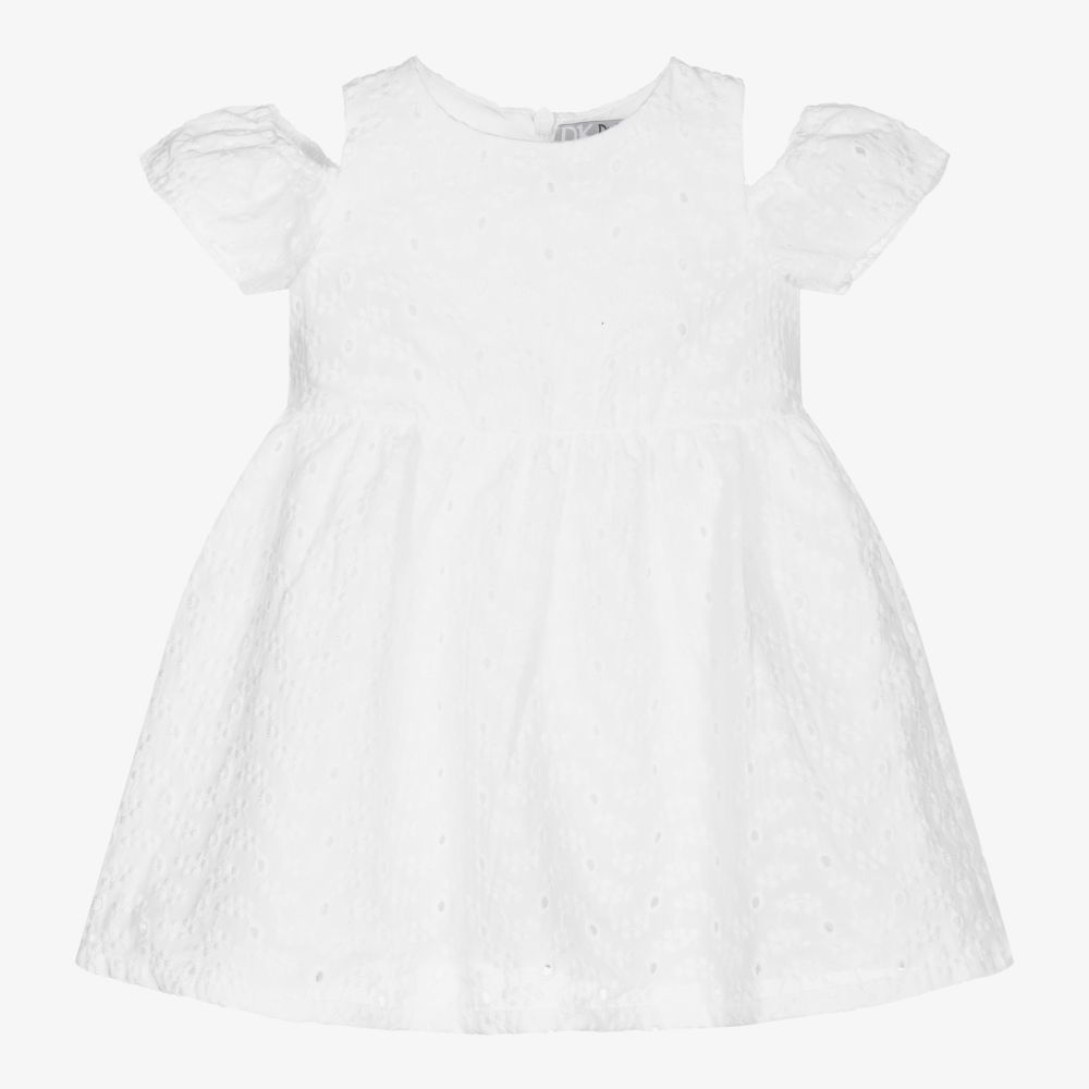 Dr. Kid - Белое платье с вышивкой английской гладью | Childrensalon