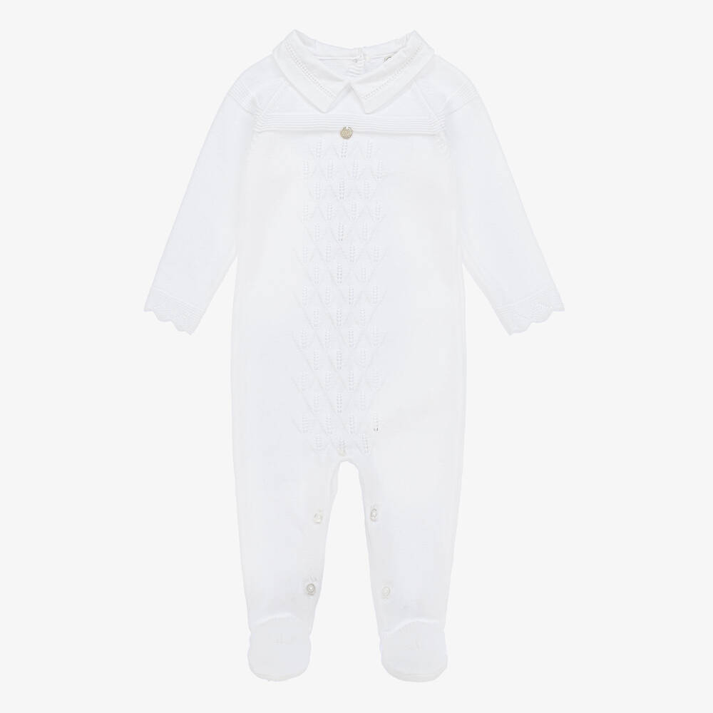 Dr. Kid-White Cotton Knit Babygrow | Childrensalon Outlet