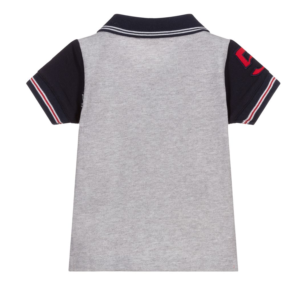 Dr. Kid-White & Grey Cotton Polo Shirt | Childrensalon Outlet