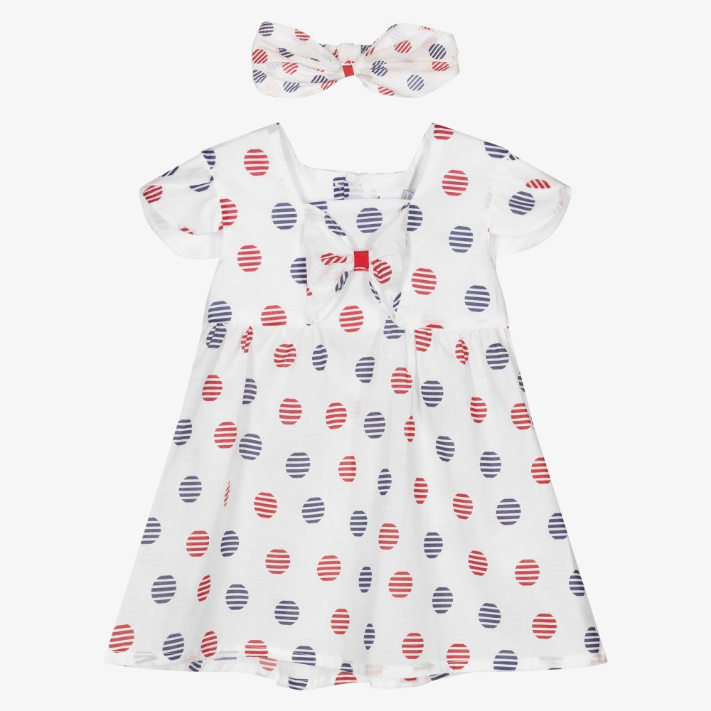 Dr. Kid - Ens. robe blanche à pois | Childrensalon