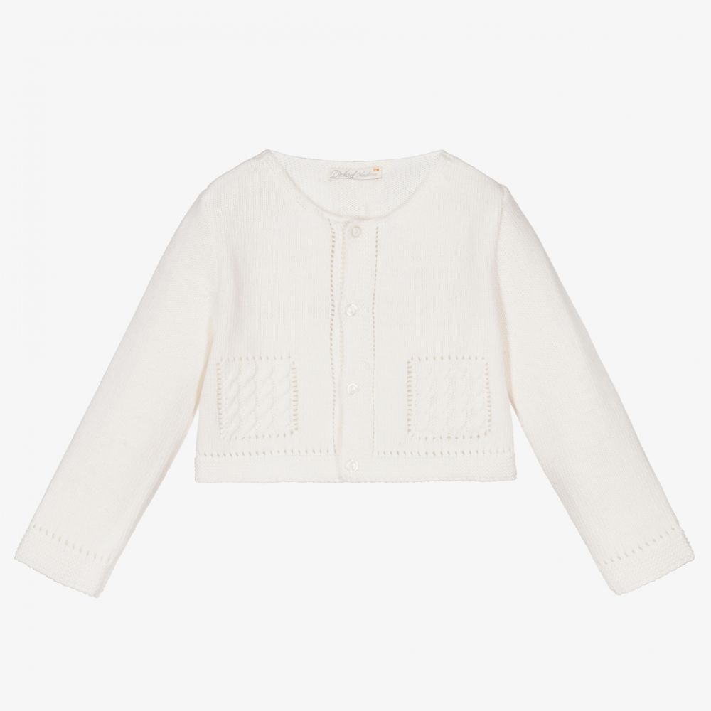 Dr. Kid - White Wool Blend Baby Cardigan | Childrensalon