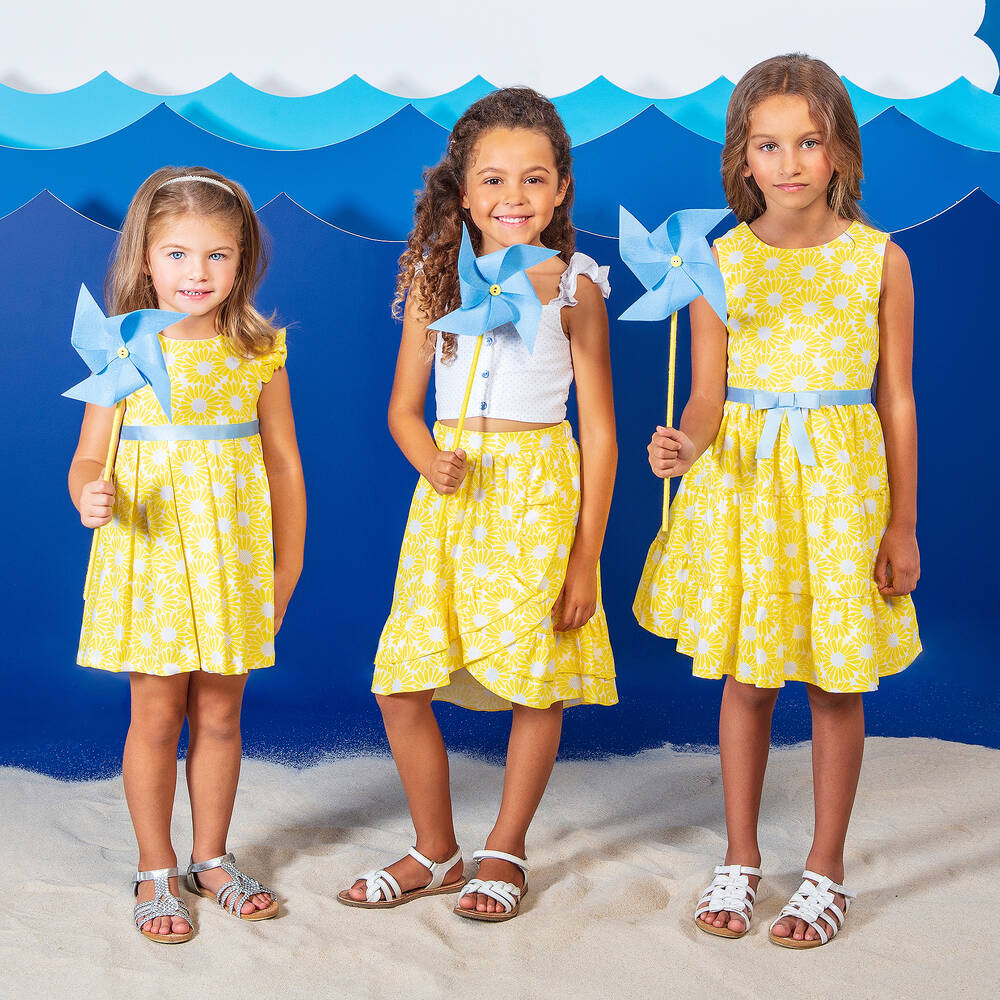 Dr. Kid-Yellow & Blue Floral Skirt | Childrensalon Outlet