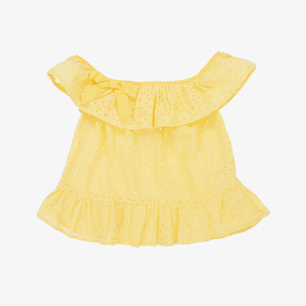 Dr. Kid-Yellow Broderie Anglaise Top | Childrensalon Outlet