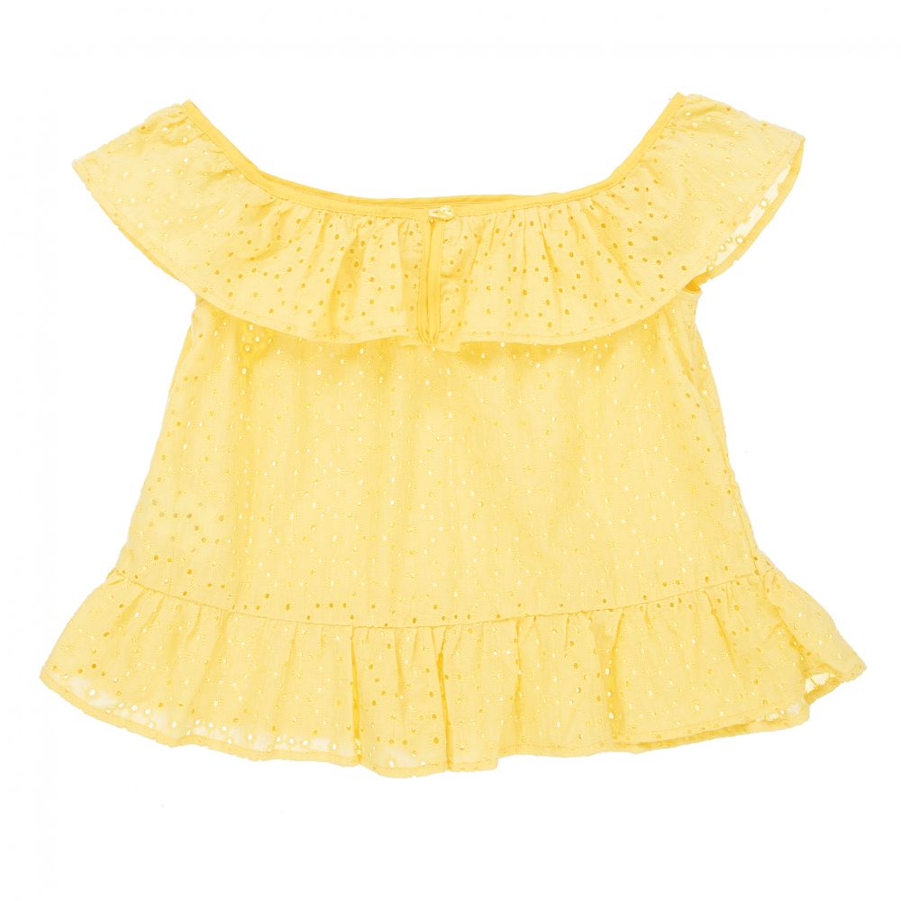 Dr. Kid-Yellow Broderie Anglaise Top | Childrensalon Outlet