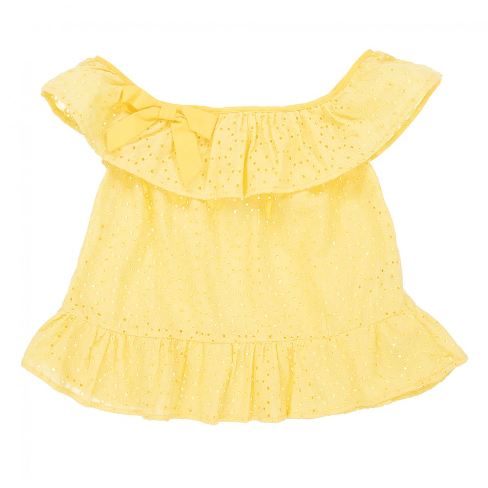 Dr. Kid - Yellow Broderie Anglaise Top | Childrensalon