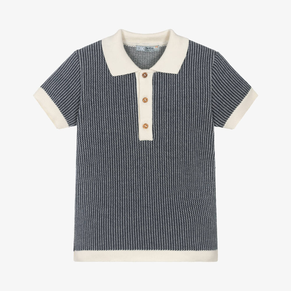 Dr. Kid-Young Gentleman's Navy Knit Polo | Childrensalon Outlet