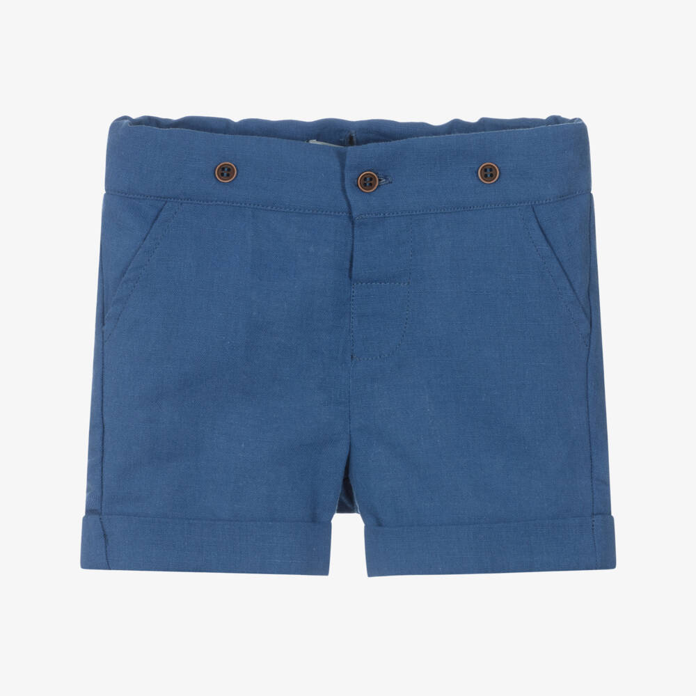 Dr. Kid-Young Gentlemen's Blue Linen Blend Shorts | Childrensalon Outlet