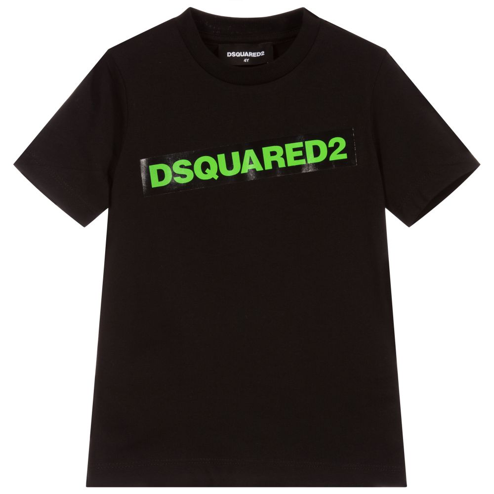 Dsquared2 - Black Cotton Logo T-Shirt | Childrensalon