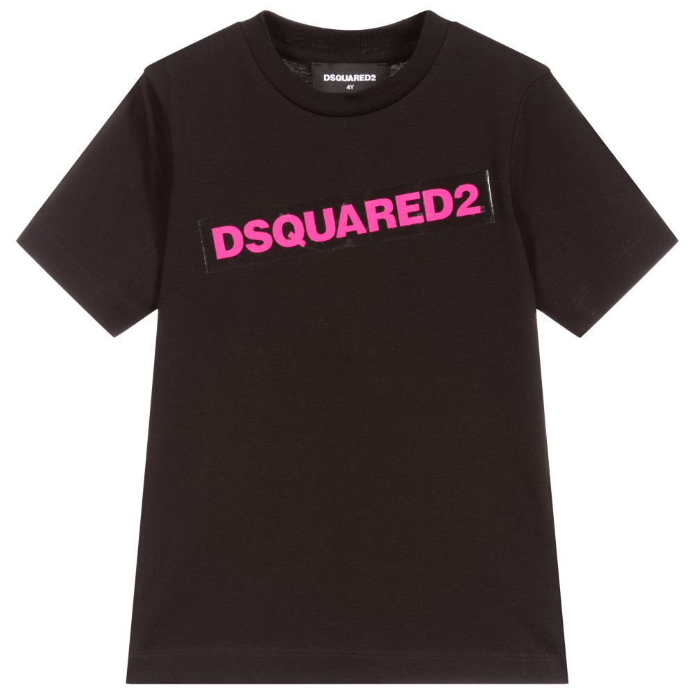 Dsquared2 - Black Cotton Logo T-Shirt | Childrensalon