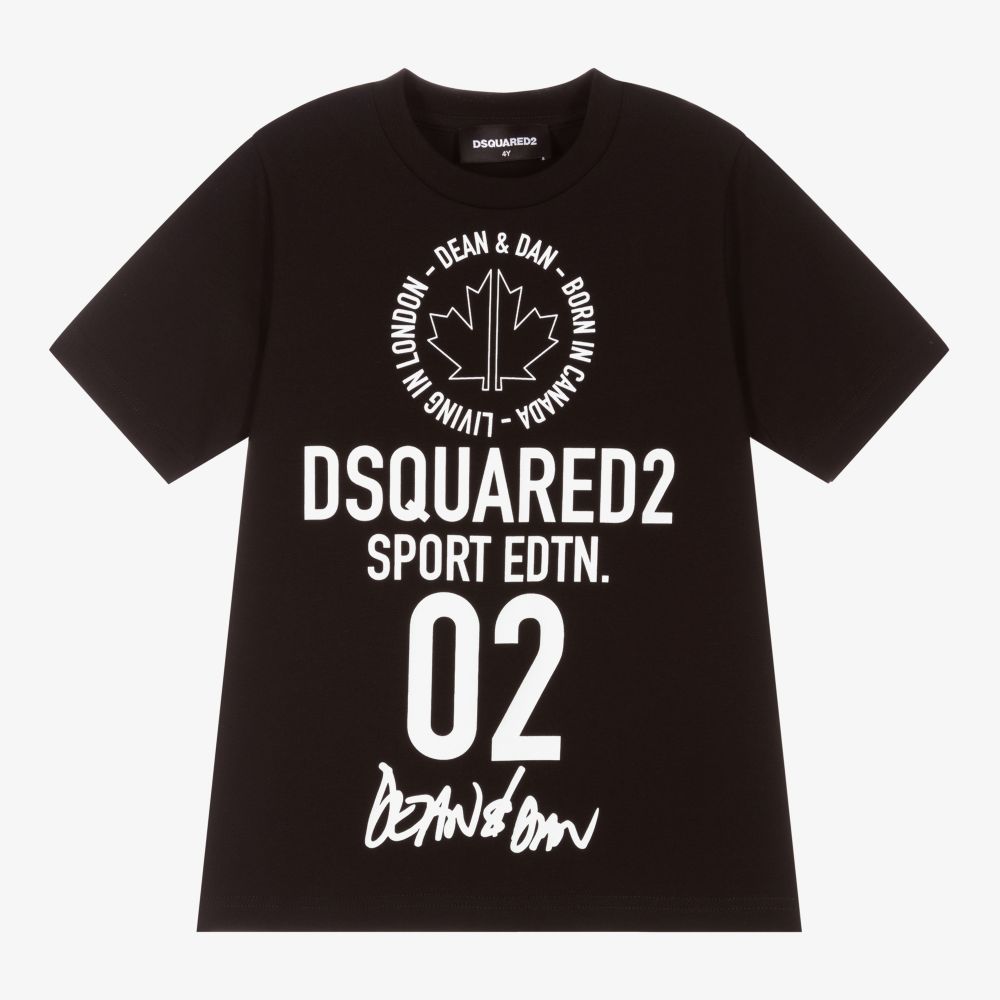 Dsquared2-Black Cotton Logo T-Shirt | Childrensalon Outlet