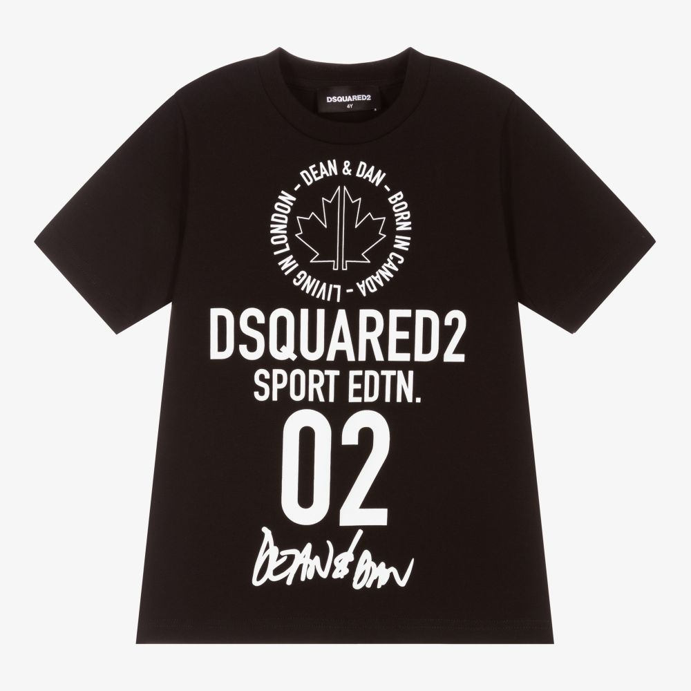 Dsquared2 - Black Cotton Logo T-Shirt | Childrensalon