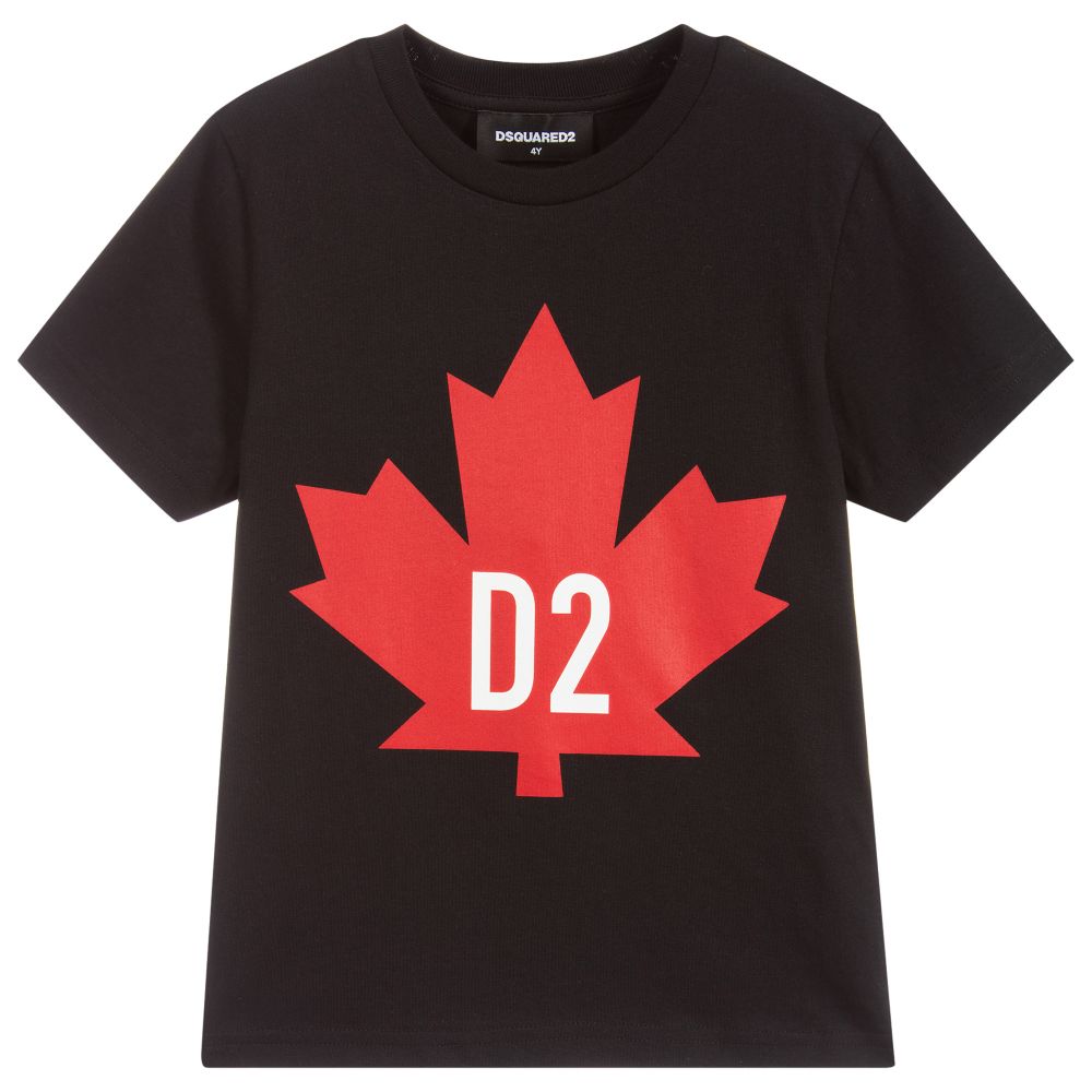 Dsquared2 - Boys Black Cotton Logo T-Shirt | Childrensalon