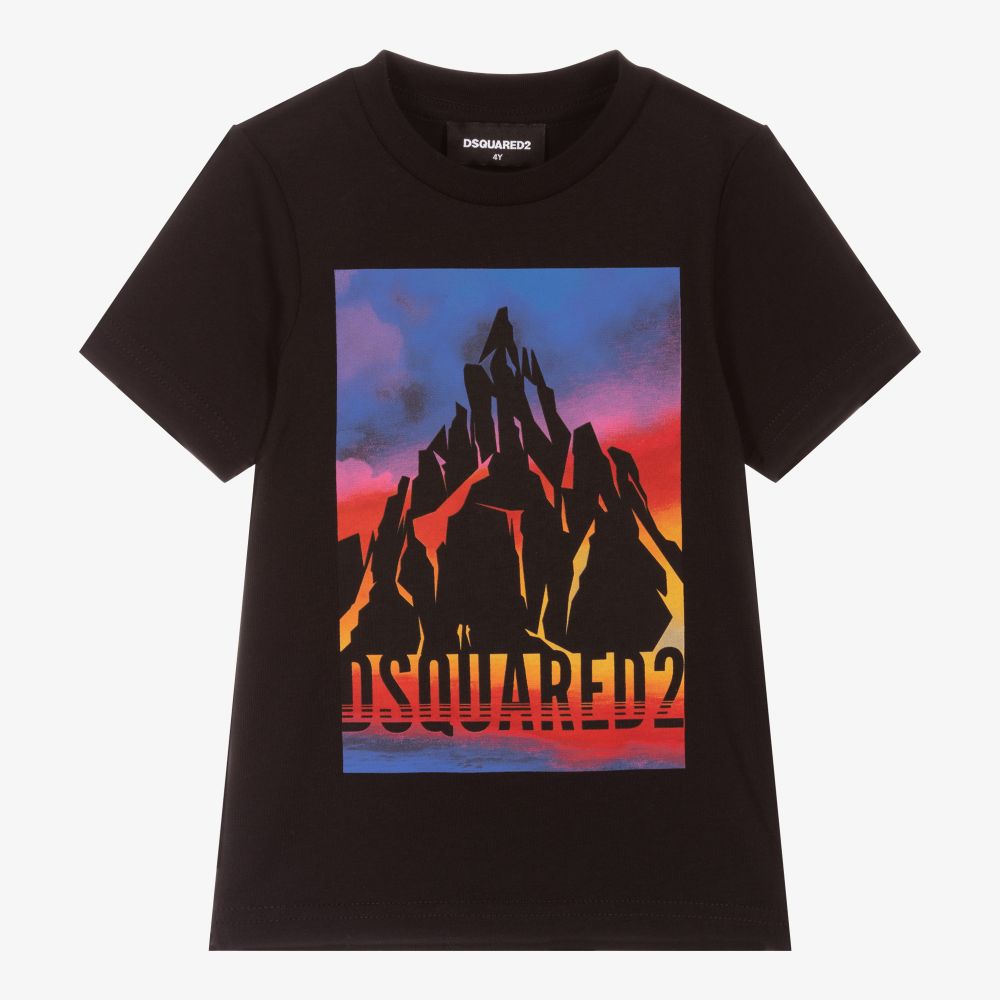Dsquared2-Boys Black Cotton T-Shirt | Childrensalon Outlet
