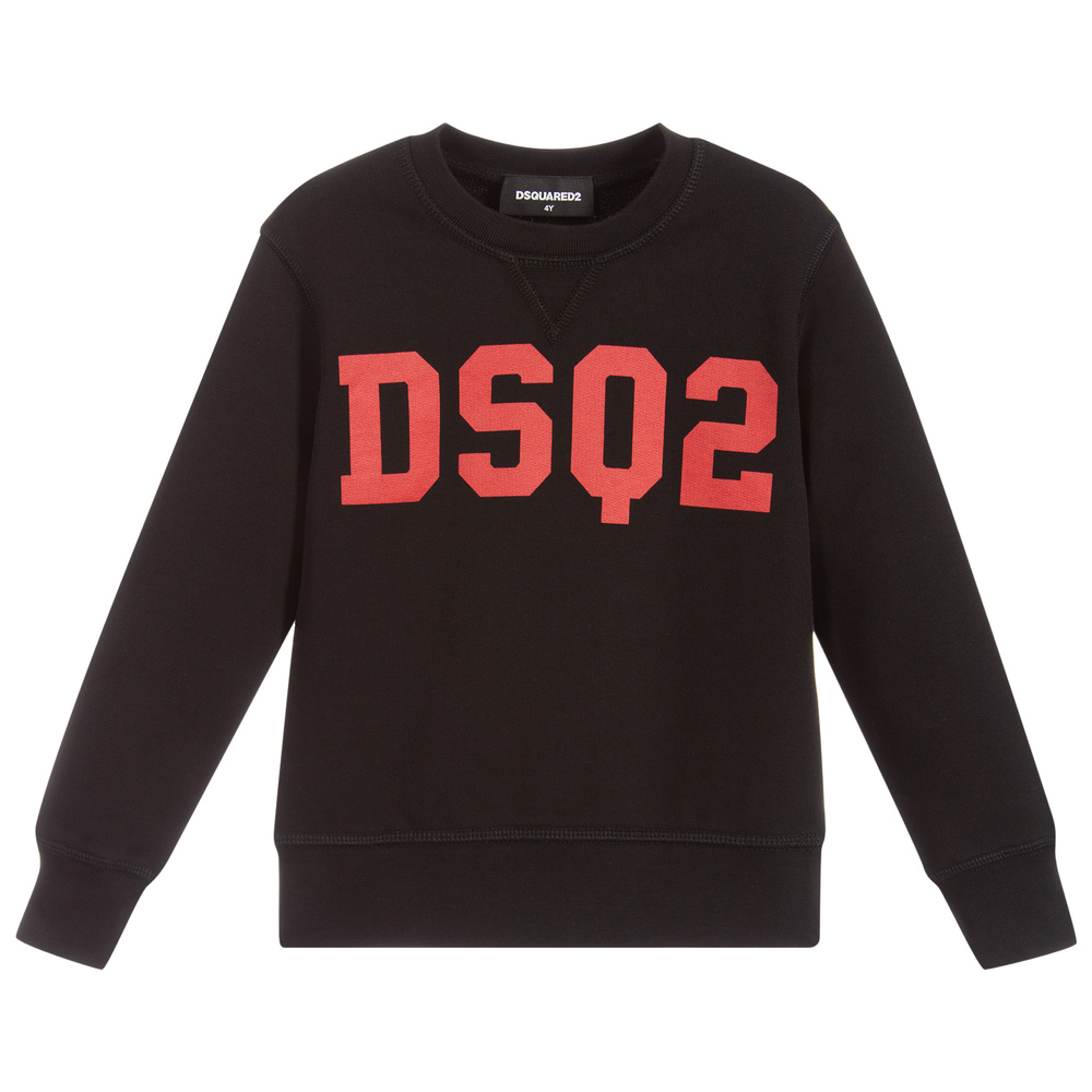 Dsquared2 - سويتشيرت قطن لون أسود وأحمر للأولاد | Childrensalon