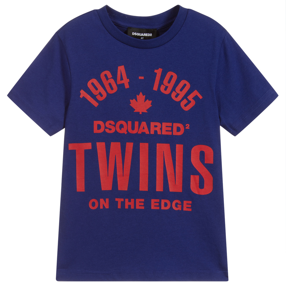 Dsquared2 - Boys Blue Cotton Logo T-Shirt | Childrensalon