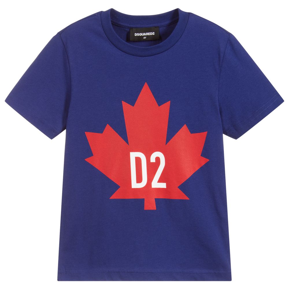 Dsquared2 - Boys Blue Cotton Logo T-Shirt | Childrensalon