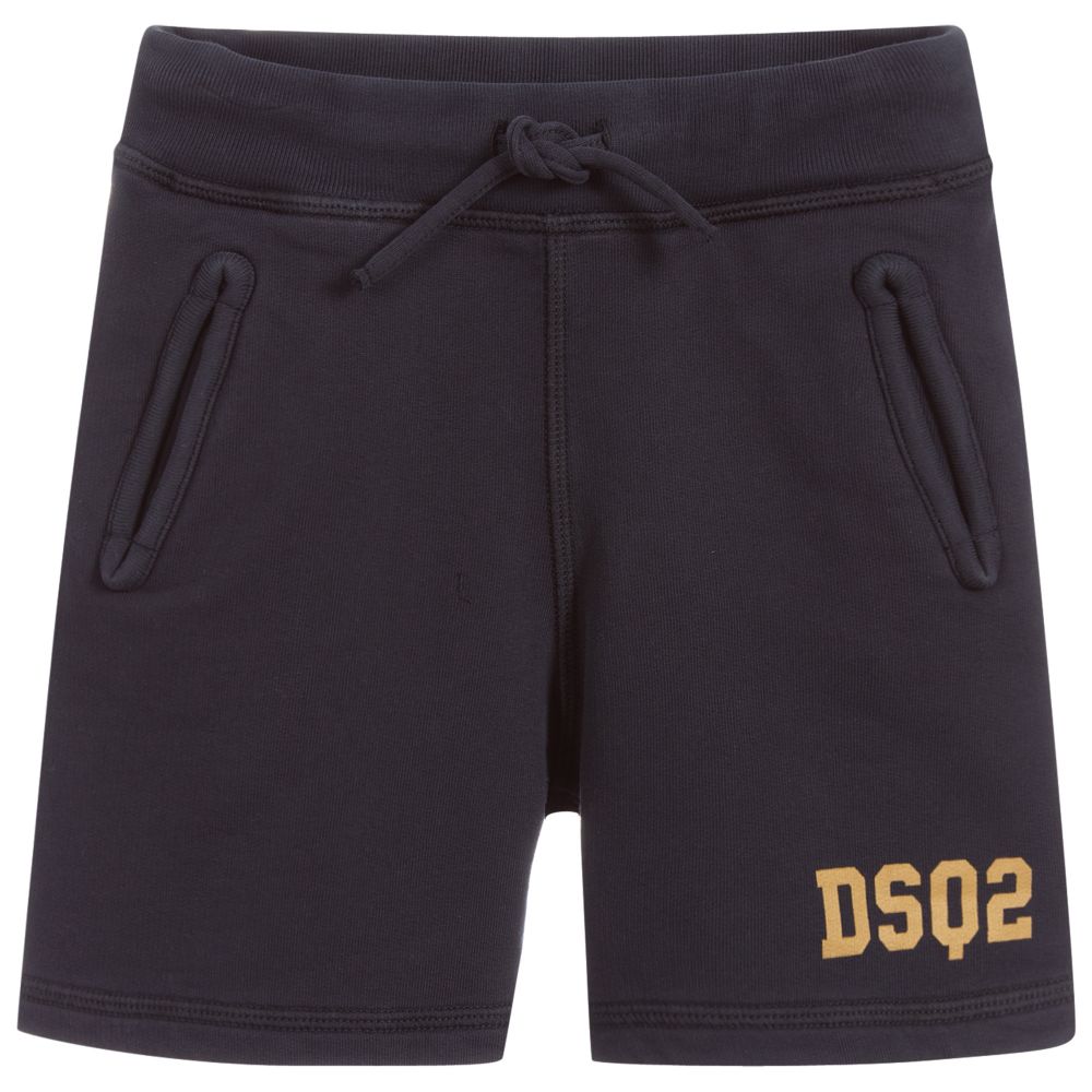 Dsquared2-شورت قطن لون كحلي للأولاد | Childrensalon Outlet