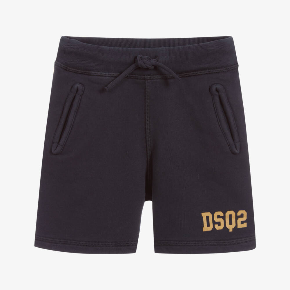 Dsquared2-شورت قطن لون كحلي للأولاد | Childrensalon Outlet