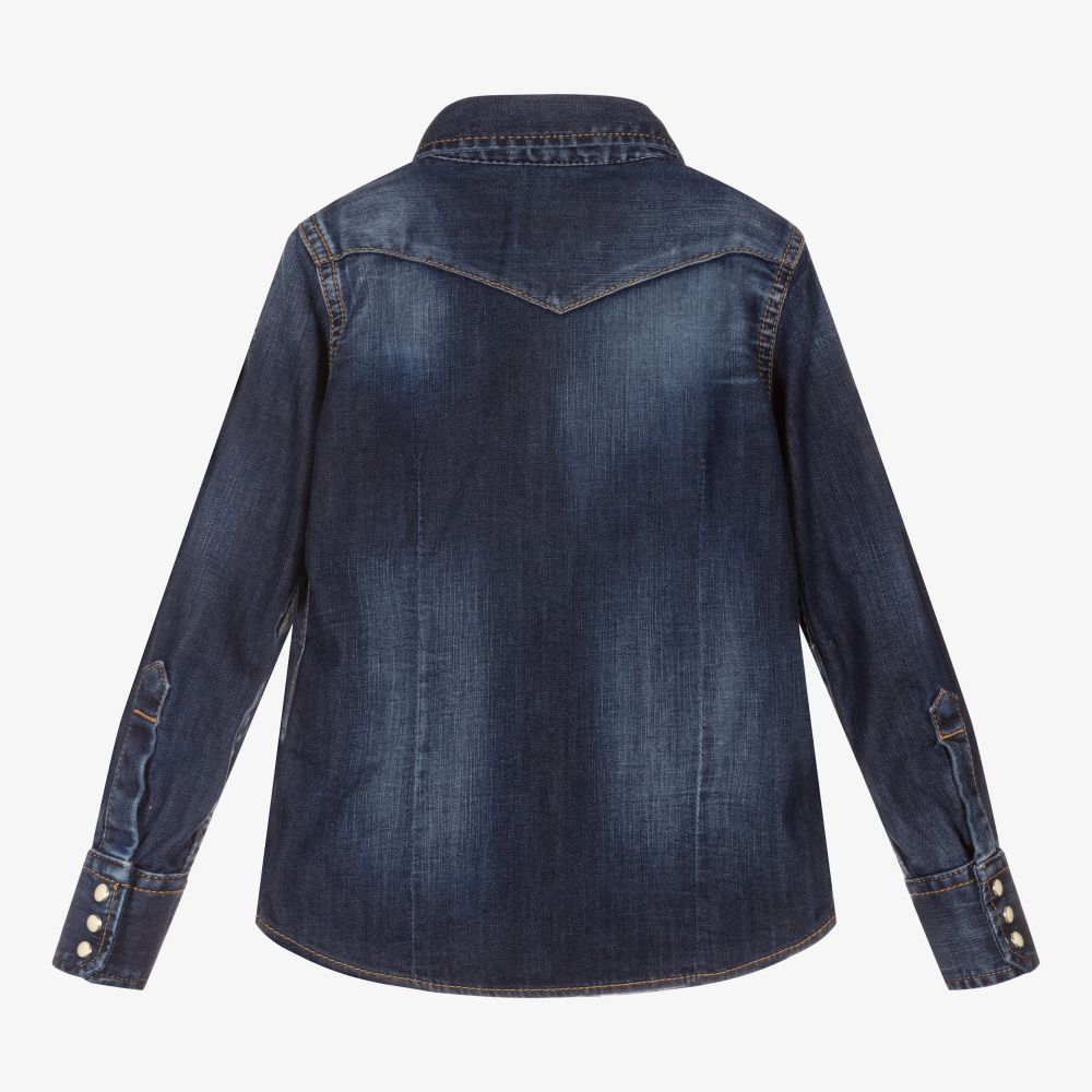Dsquared2-Boys Blue Denim Shirt | Childrensalon Outlet