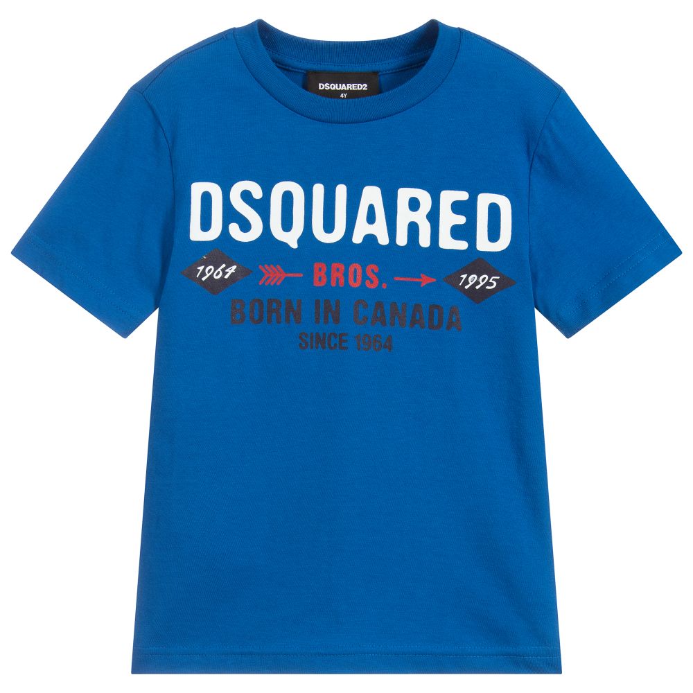 Dsquared2 - تيشيرت قطن لون أزرق وأبيض للأولاد | Childrensalon