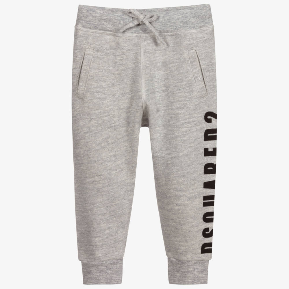 Dsquared2-Boys Grey Cotton Logo Joggers | Childrensalon Outlet