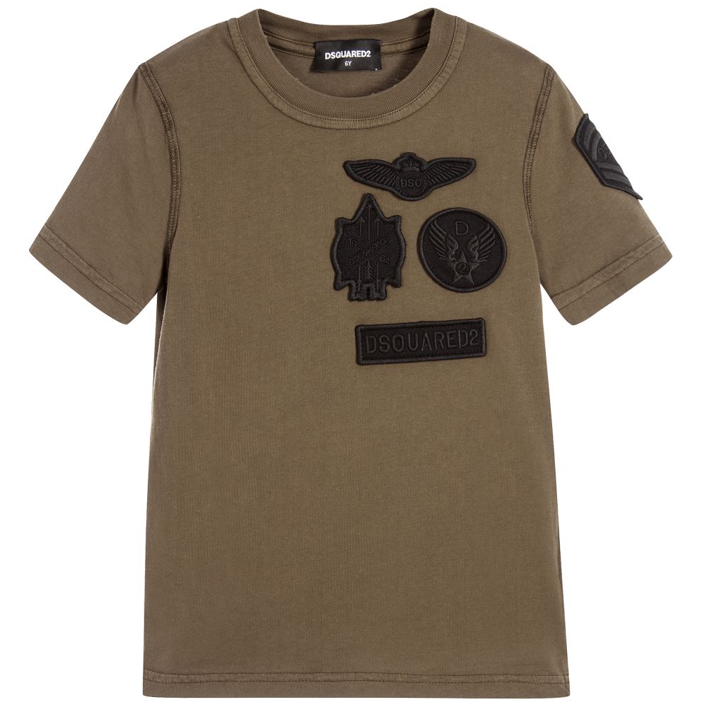 Dsquared2 - Boys Khaki Logo Badge T-Shirt | Childrensalon