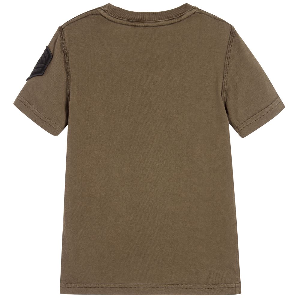 Dsquared2 Boys Khaki Logo Badge TShirt Childrensalon Outlet