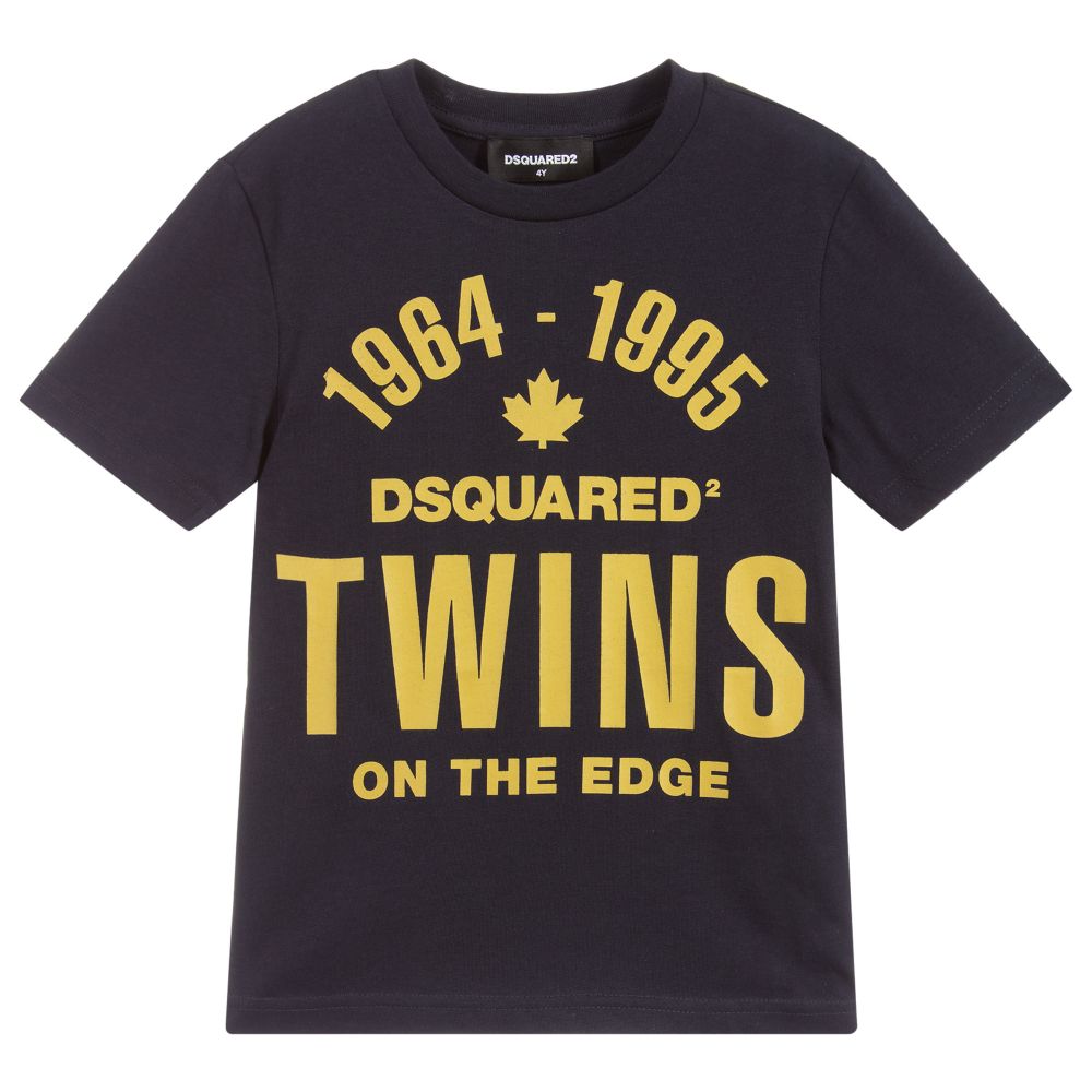 Dsquared2 - Boys Navy Blue Logo T-Shirt | Childrensalon