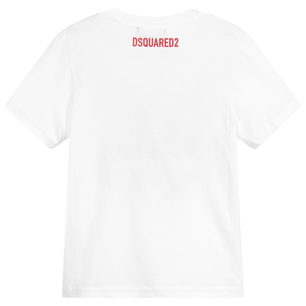 Halloween Maaltijd limiet Dsquared2 - Boys White Cotton Logo T-Shirt | Childrensalon Outlet
