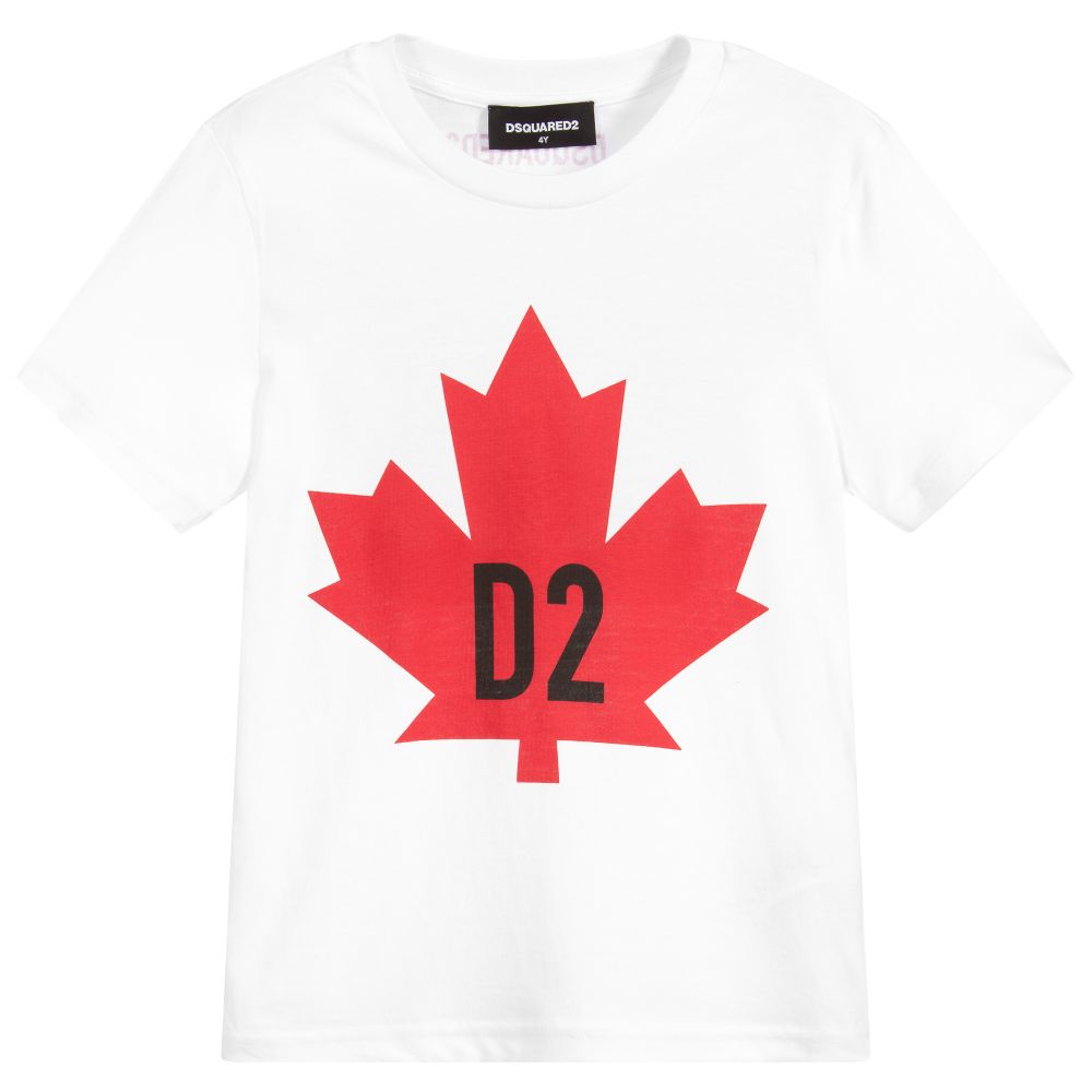 Dsquared2 - Boys White Cotton Logo T-Shirt | Childrensalon