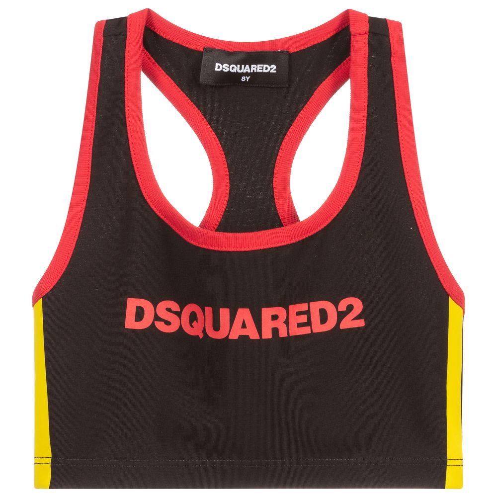 Dsquared2 - Girls Black Cotton Sports Vest | Childrensalon