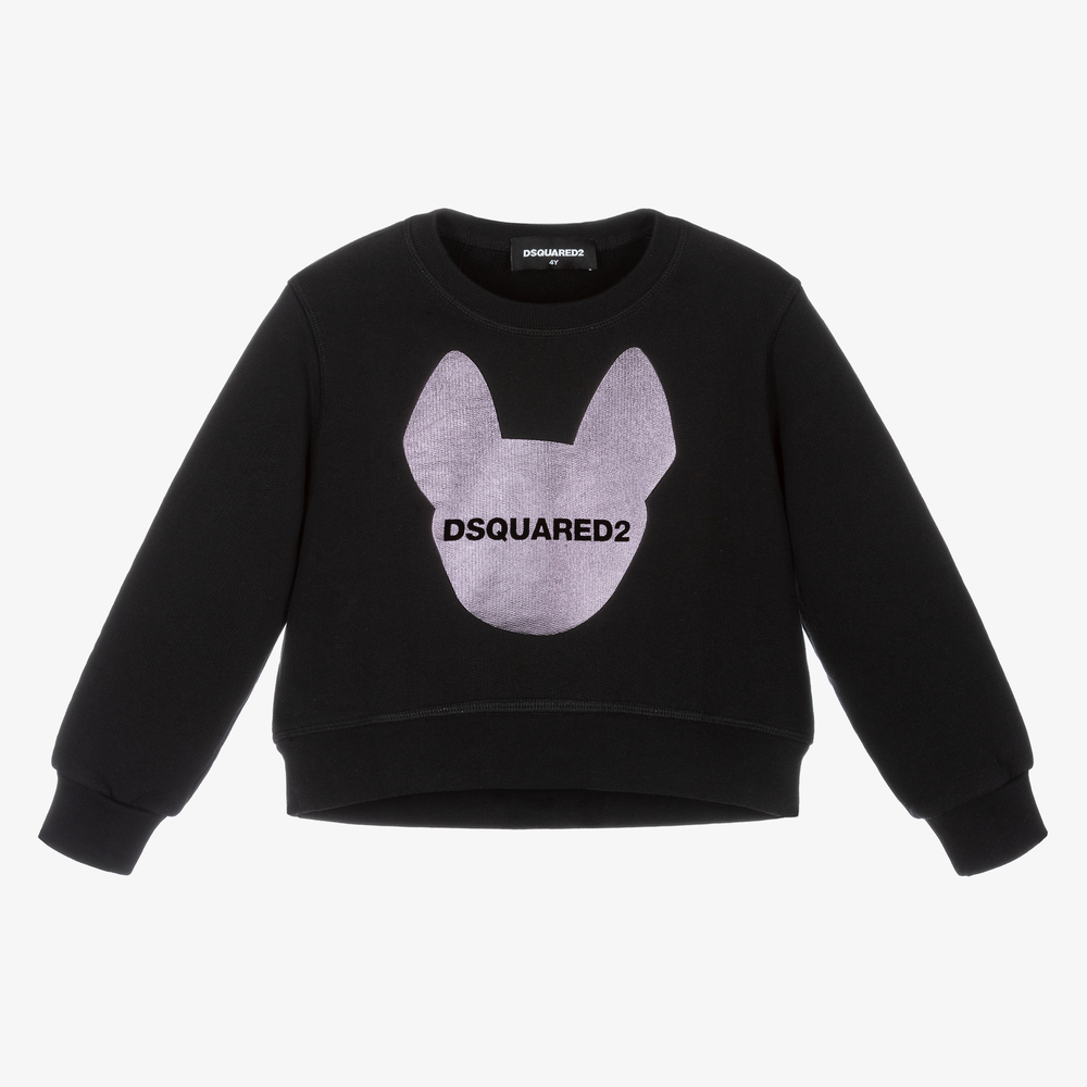 Dsquared2 - Girls Black Cotton Sweatshirt | Childrensalon