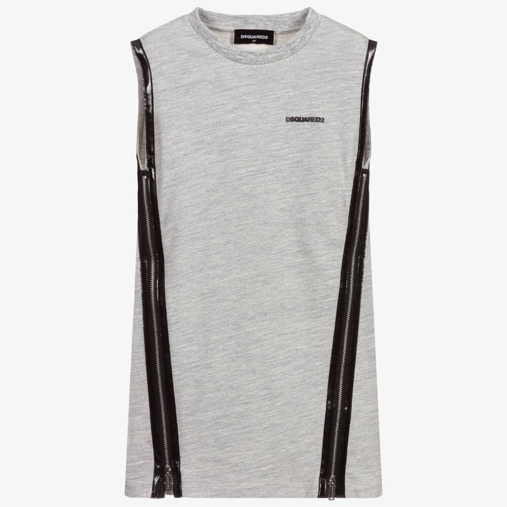 Dsquared2-Girls Grey Jersey Zip Dress | Childrensalon Outlet