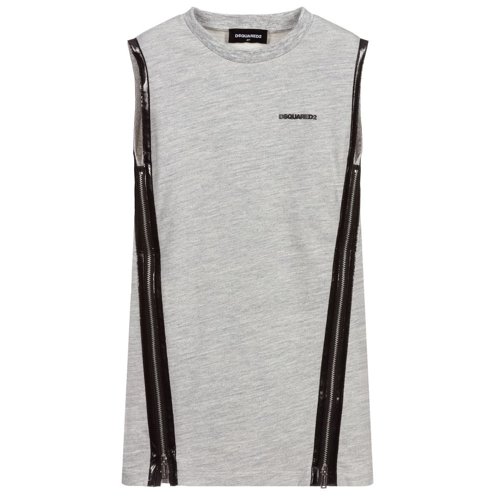 Dsquared2-Girls Grey Jersey Zip Dress | Childrensalon Outlet