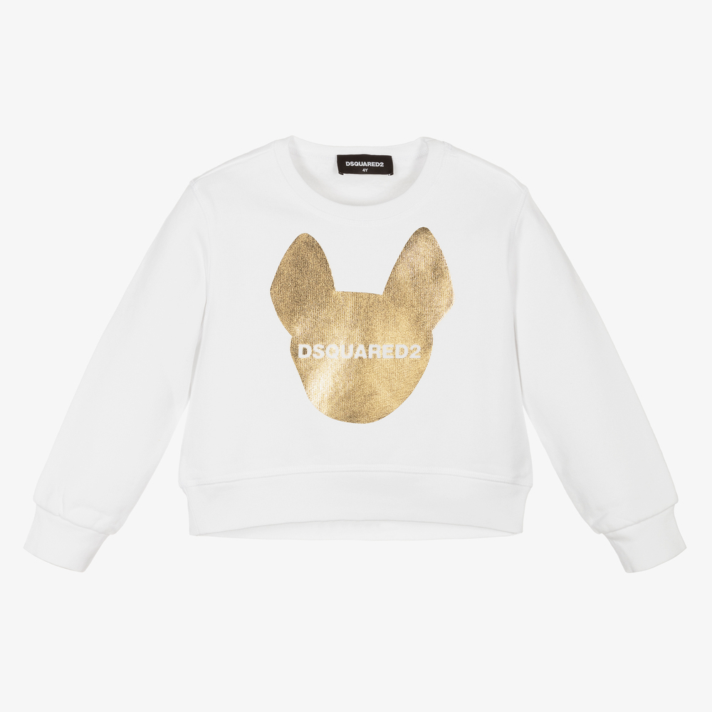 Dsquared2 - Girls White Cotton Sweatshirt | Childrensalon