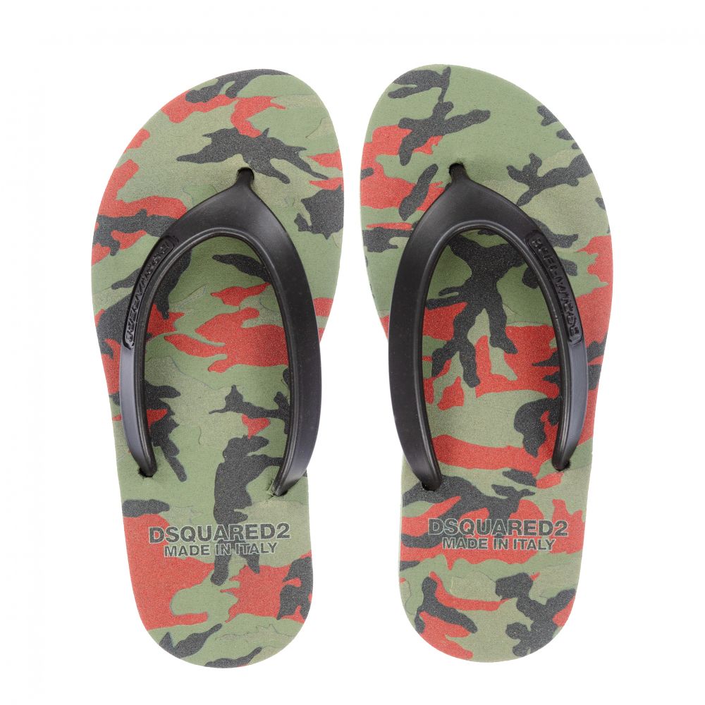 Dsquared2 - Green & Black Logo Flip-Flops | Childrensalon