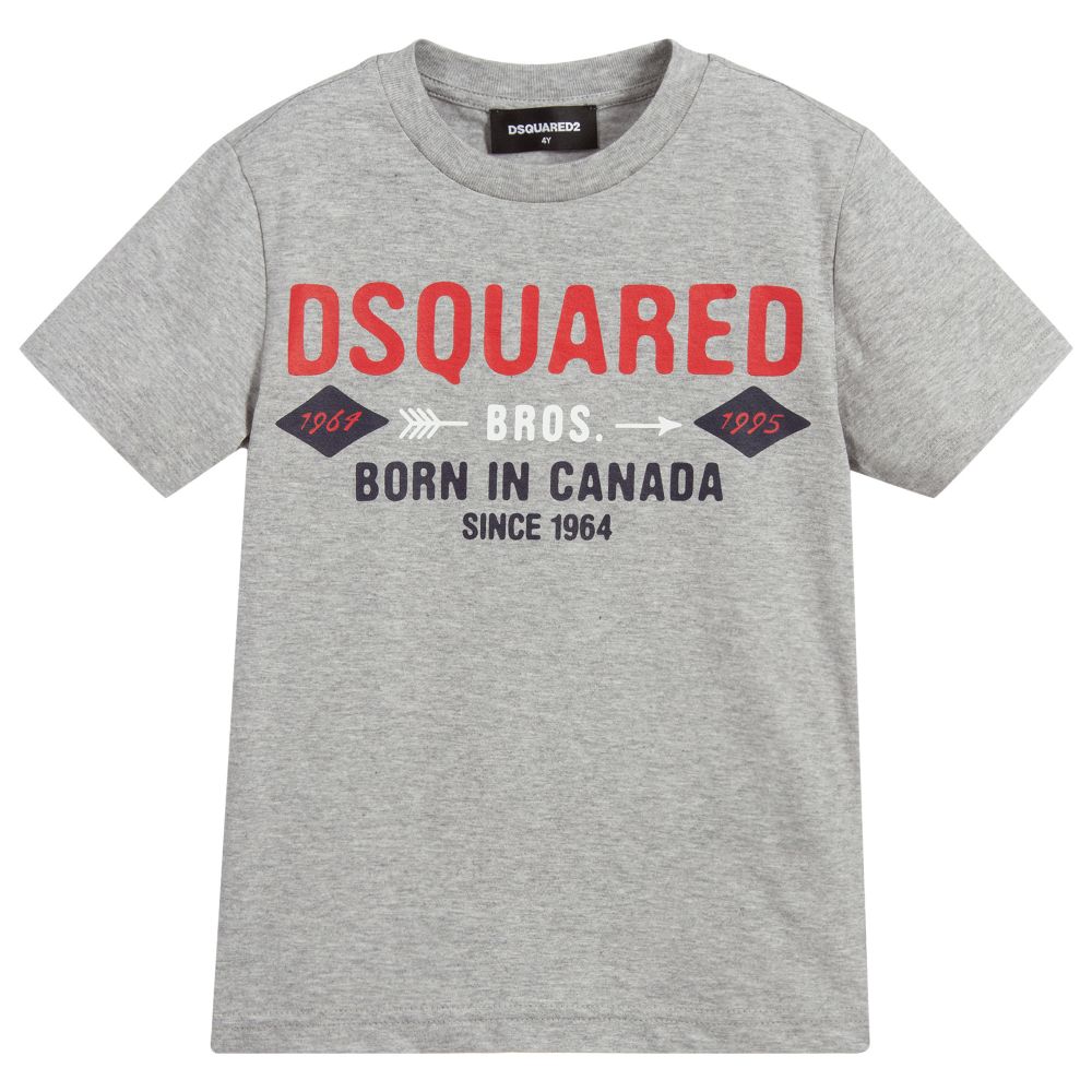 Dsquared2 - Grey Cotton Logo T-Shirt | Childrensalon