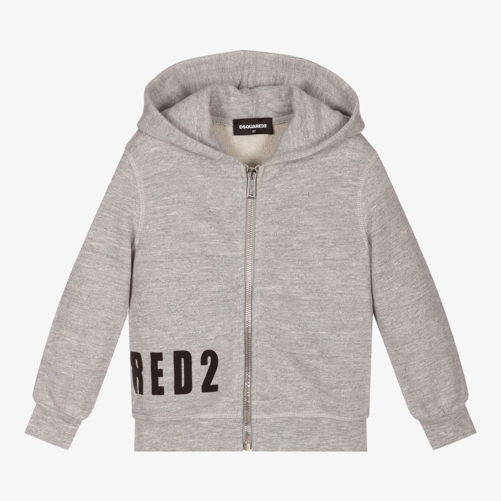 Dsquared2 - Grey Cotton Zip-Up Top | Childrensalon