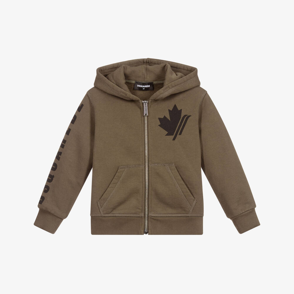 Dsquared2-Khaki Green Cotton Hoodie | Childrensalon Outlet