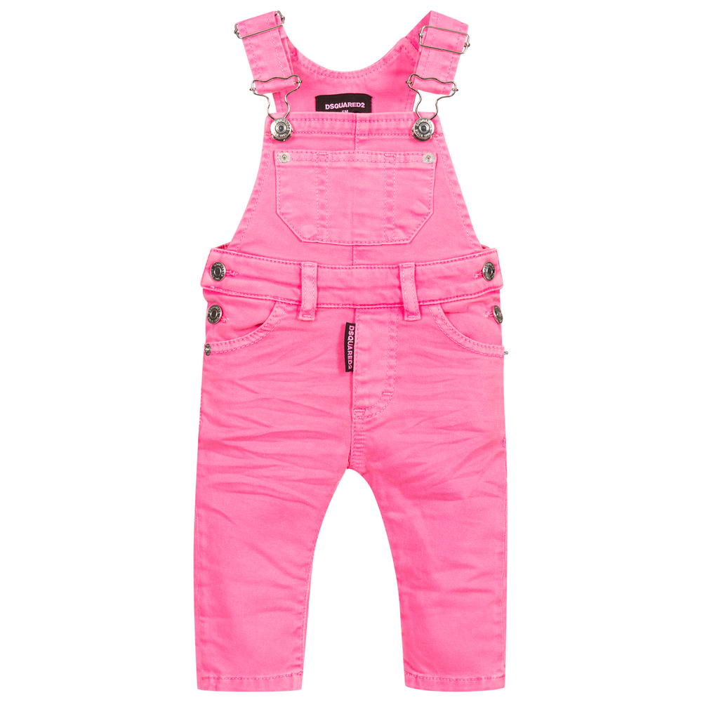 Dsquared2-Pink Denim Dungarees | Childrensalon Outlet